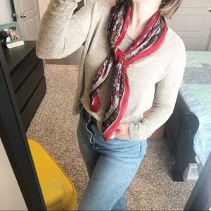 Vintage Paisley Scarf Red Floral Neckerchief Camp